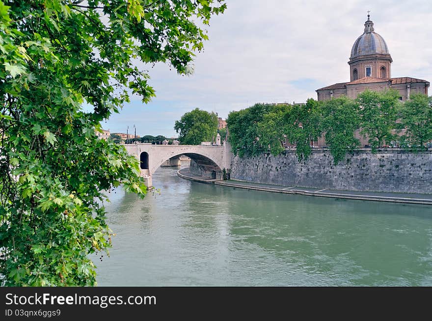 Ponte Milvio over the Tiber river in Rome, Italy. Ponte Milvio over the Tiber river in Rome, Italy