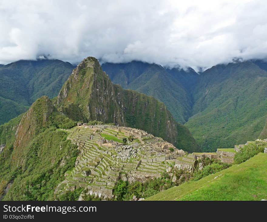 Looking out into Machu Picchu. Looking out into Machu Picchu