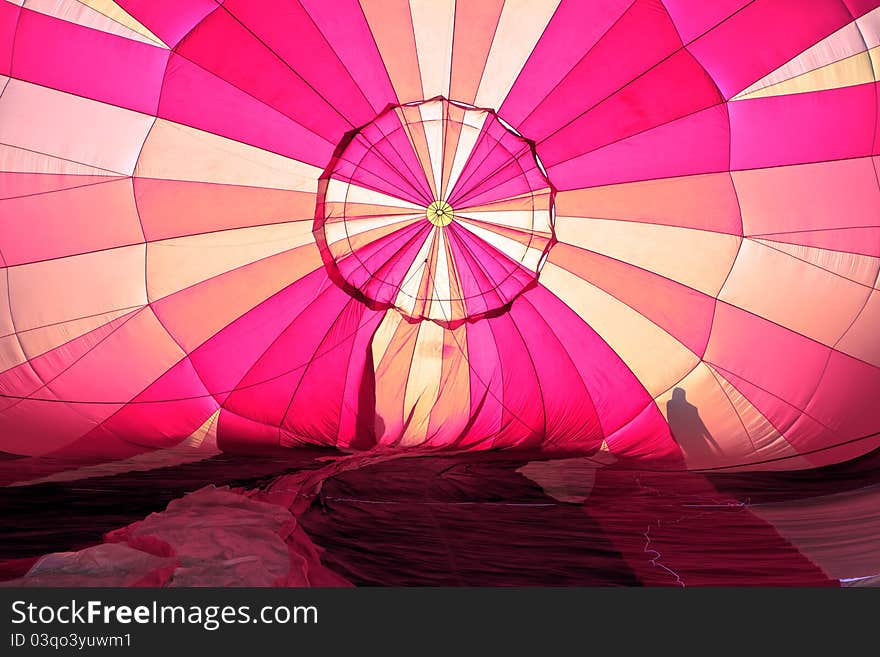 Colorful hot air balloon from inside