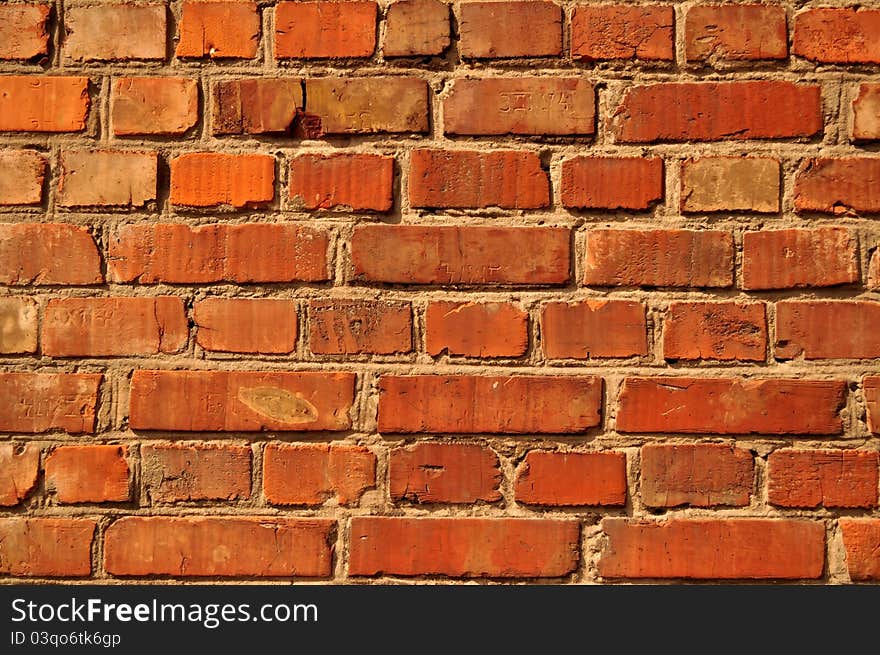 Wall of bricks in the form of the texture of the background. Wall of bricks in the form of the texture of the background