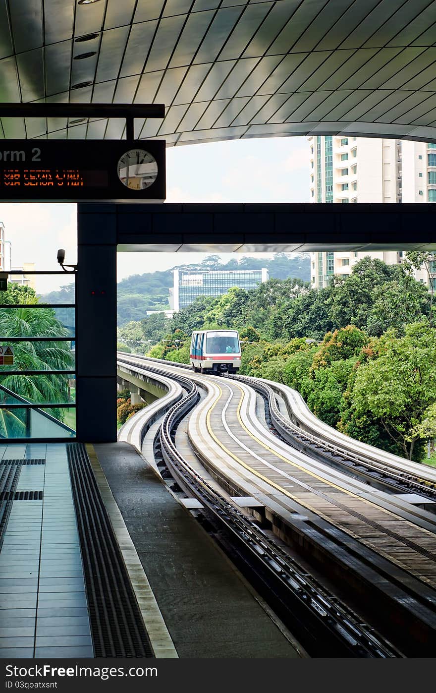 Metro Subway Station Approaching Train Monorail