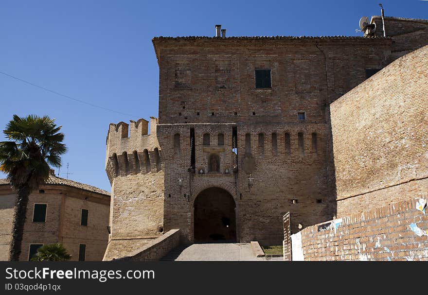 Corinaldo its a medioeval  small city of center of italy with a big old castle and old walls. Corinaldo its a medioeval  small city of center of italy with a big old castle and old walls