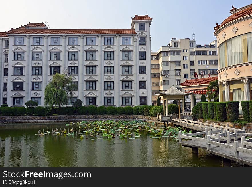 China architecture lake