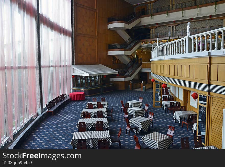 Dinner place in a hotel lobby