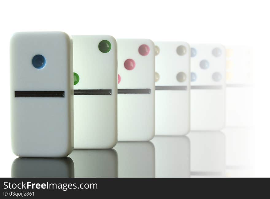 Row of dominoes counting up to four. Row of dominoes counting up to four.