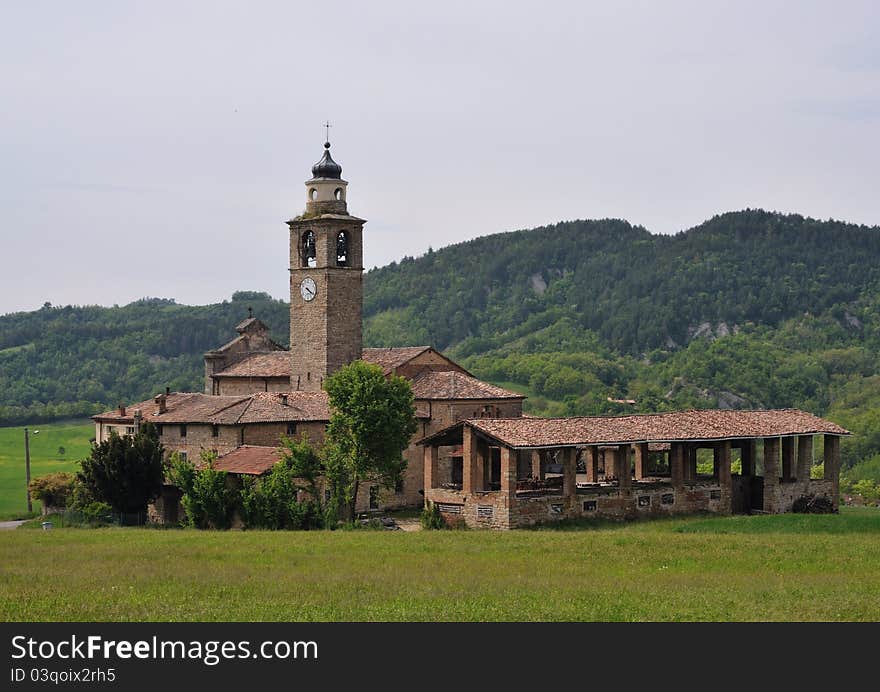 Church on the hill with green grass as a background. Church on the hill with green grass as a background