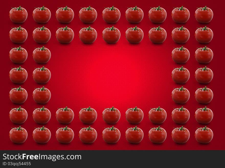 Red tomatoes in mosaic on red background