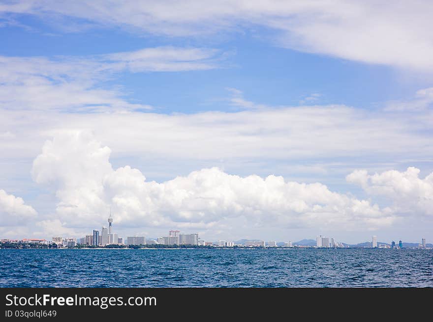 Beautiful sky on the sea and beautiful city. Beautiful sky on the sea and beautiful city