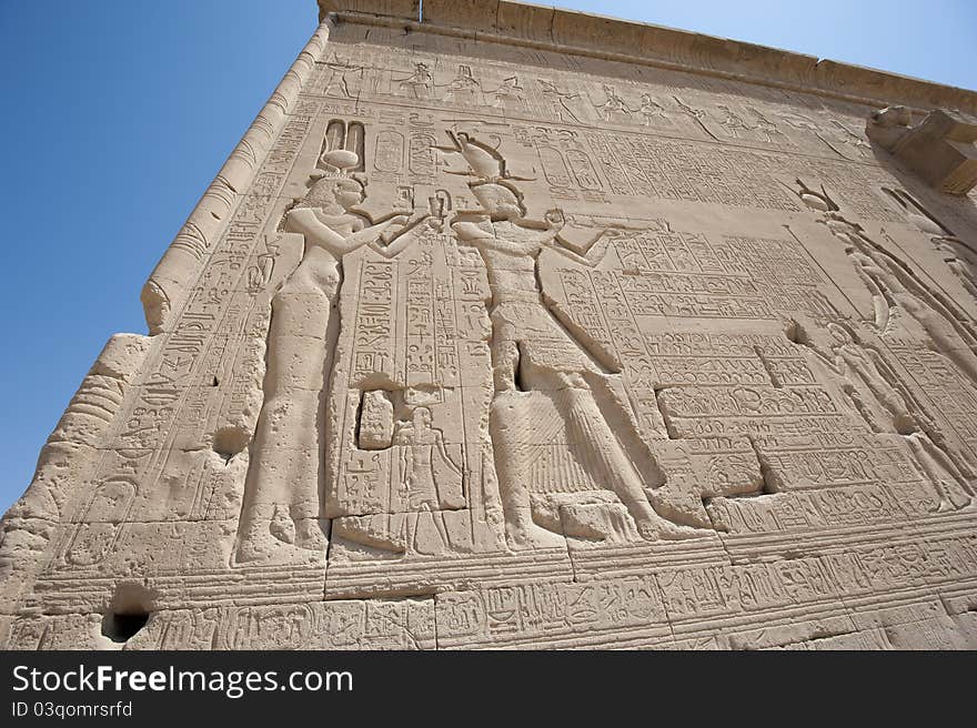 Hieroglypic Carvings On An Egyptian Temple