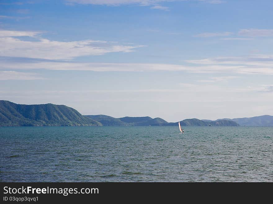 Beautiful sky on the sea and sailboat. Beautiful sky on the sea and sailboat