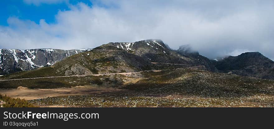 Beautiful mountain panorama with ascending road. Beautiful mountain panorama with ascending road