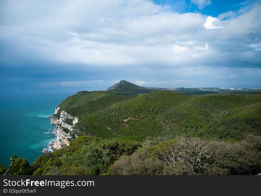 Beautiful view over tha portugal coast and atlantic sea. Beautiful view over tha portugal coast and atlantic sea