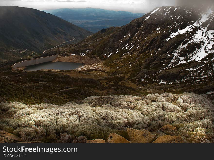 Beautiful mountain with dam and snow. Beautiful mountain with dam and snow