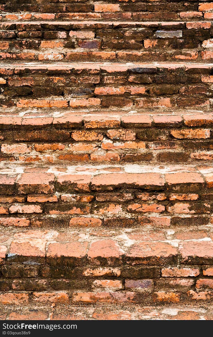 Staircase built from old bricks background texture. Staircase built from old bricks background texture