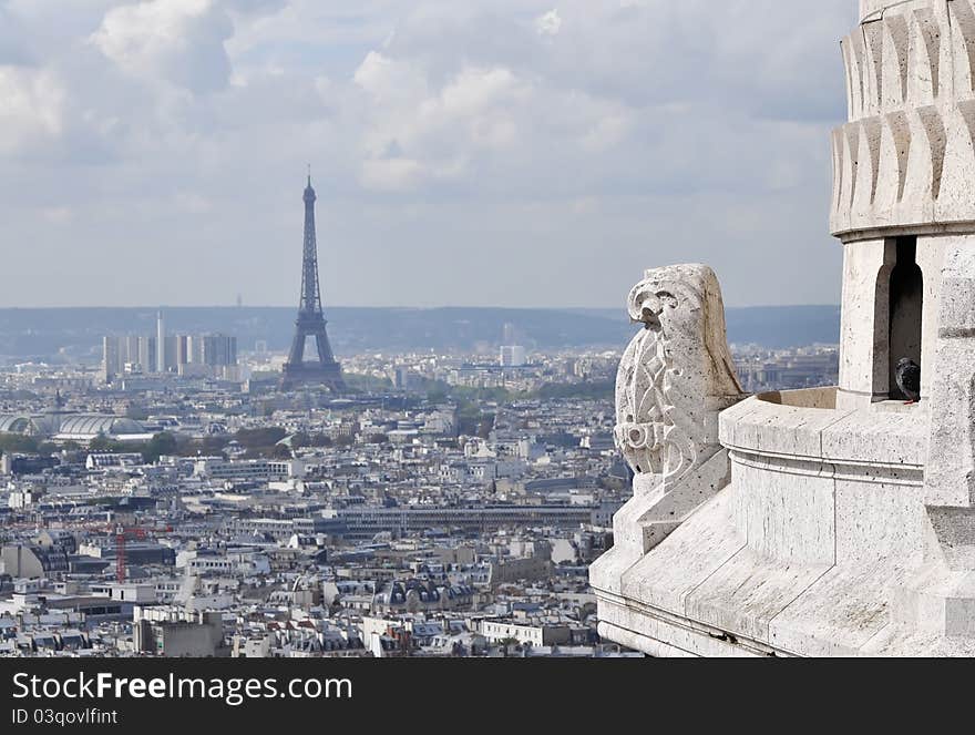 Chimera overlooking Paris. Paris, Europe