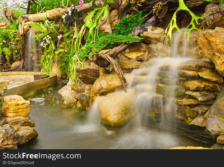 Artificial waterfall,the beauty by human