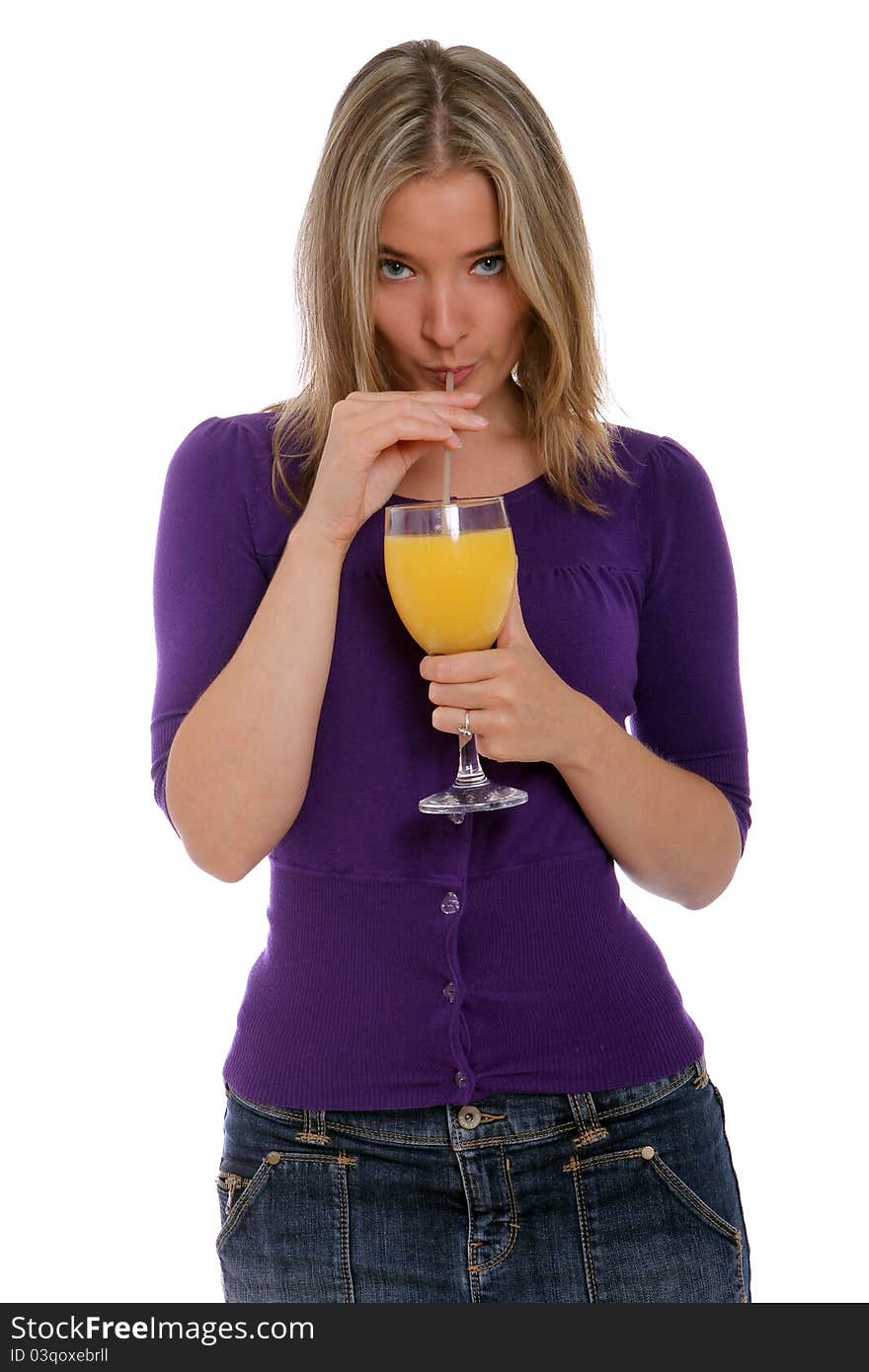 Woman drinking orange juice