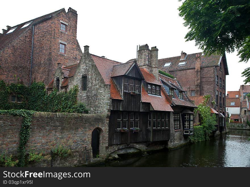 Medieval centre of Bruges in the evening