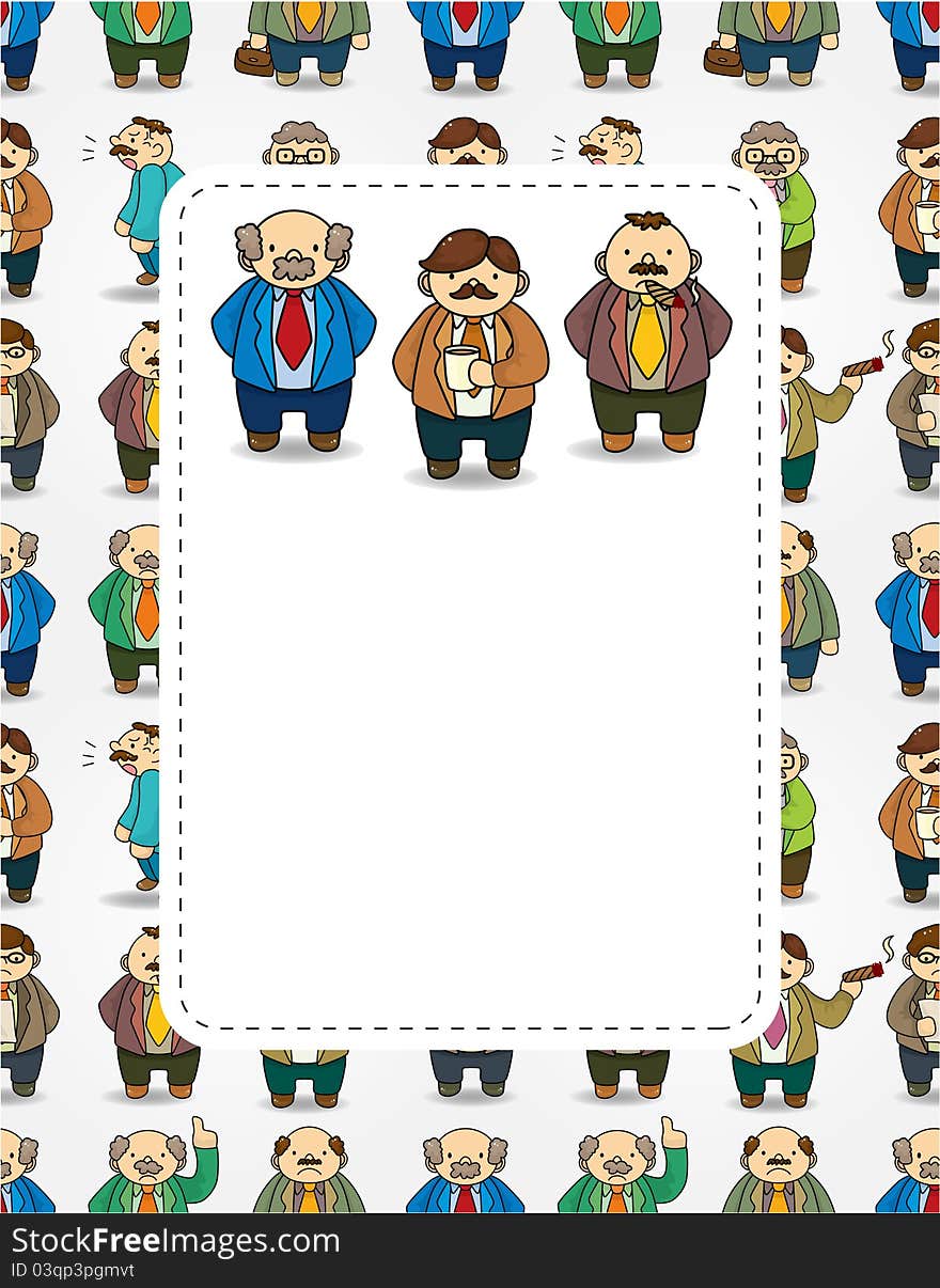 Cartoon Boss And Manager Card