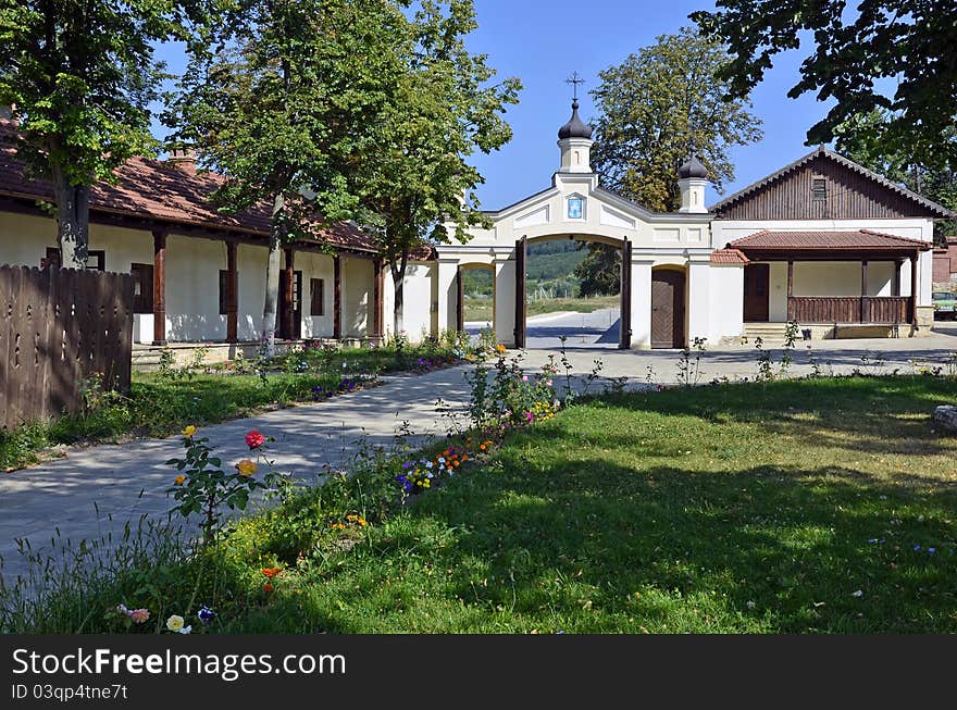 Monk main building and garden of Capriana monastery near Chisinau in Republic of Moldova. Monk main building and garden of Capriana monastery near Chisinau in Republic of Moldova