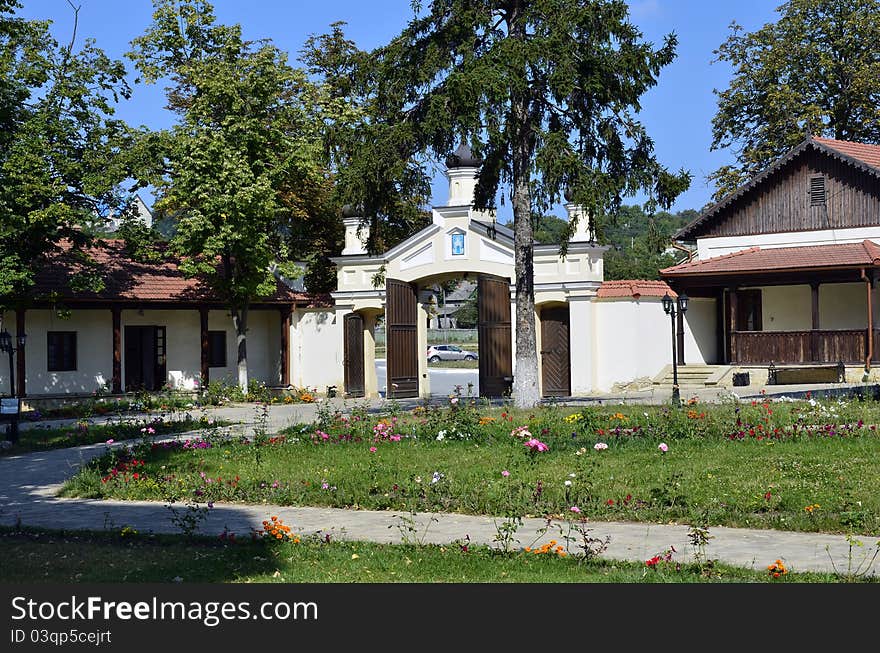 Monk main building and garden of Capriana monastery near Chisinau in Republic of Moldova. Monk main building and garden of Capriana monastery near Chisinau in Republic of Moldova