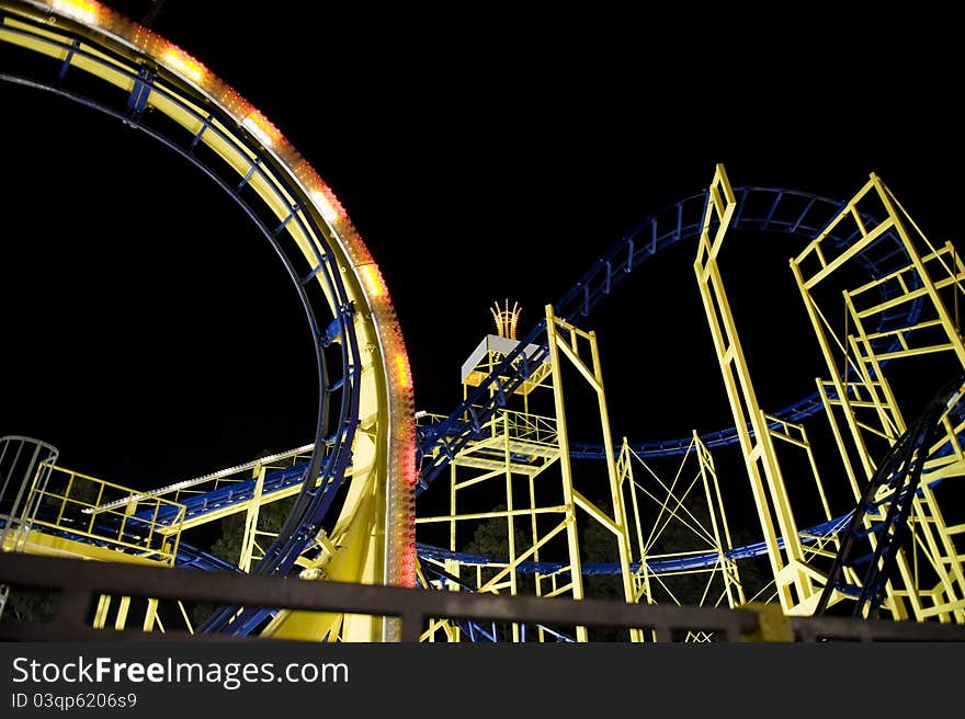 Rollercoaster framework of a night time