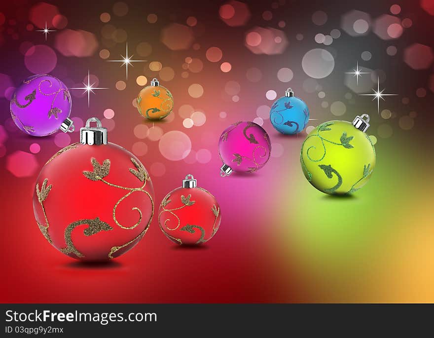 Christmas Baubles In Bright Colors