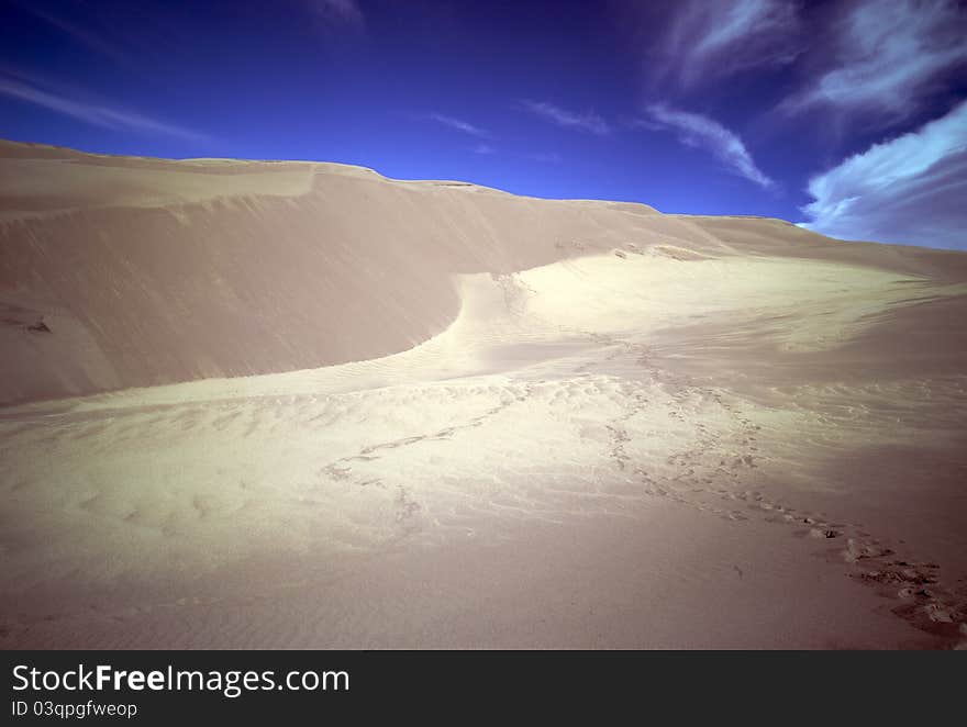 Footprints in sand dunes, Great Sand Dunes National Park. Footprints in sand dunes, Great Sand Dunes National Park