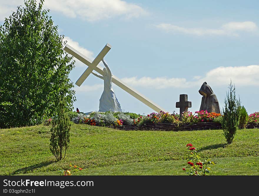 Jesus and cross on the field