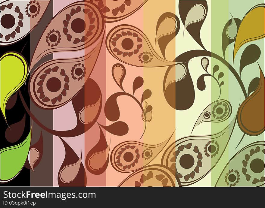 Abstract colored background with leafs.