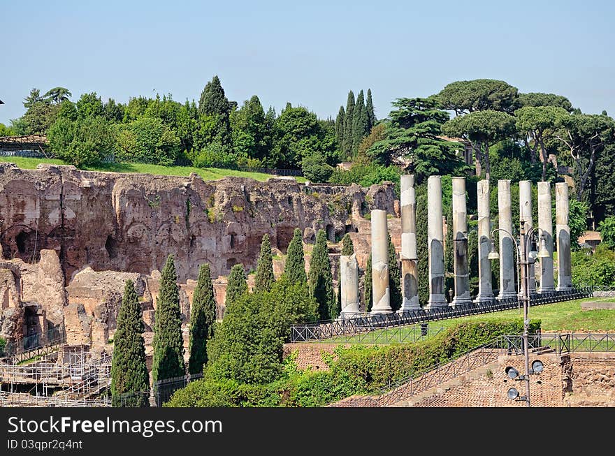 Antique colonnade in the ancient part of Rome. Antique colonnade in the ancient part of Rome