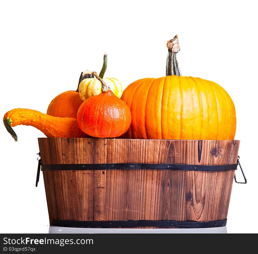 Ripe pumpkin fruits isolated