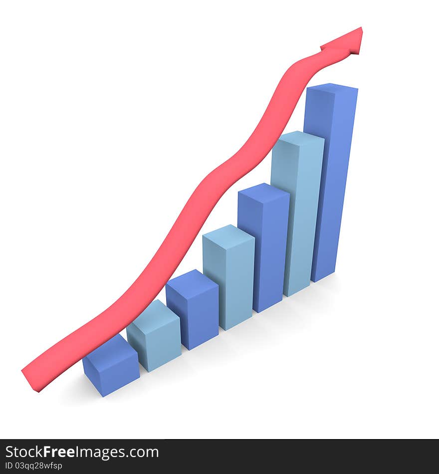 Cg image of a graph with an arrow going up indicating financial growth