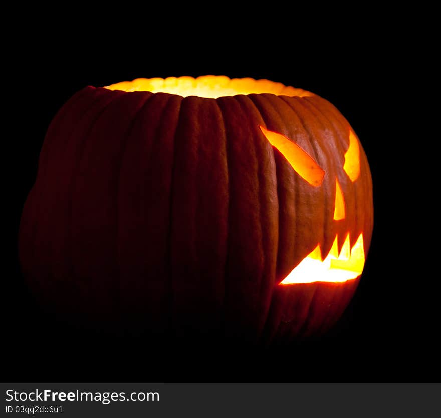 Halloween scary jack'o'lantern pumpkin face isolated on white