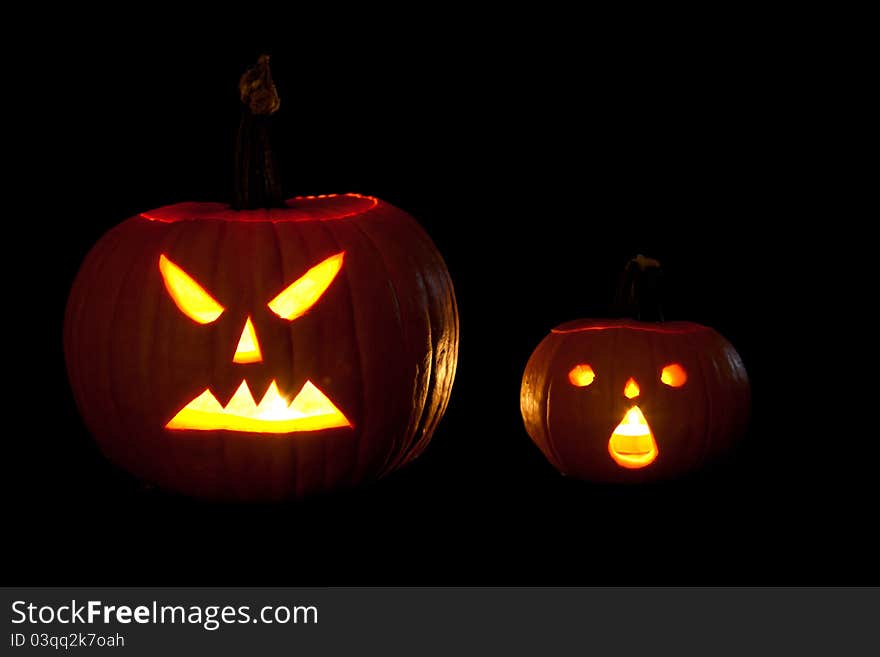 Halloween scary jack'o'lantern pumpkin face isolated on white