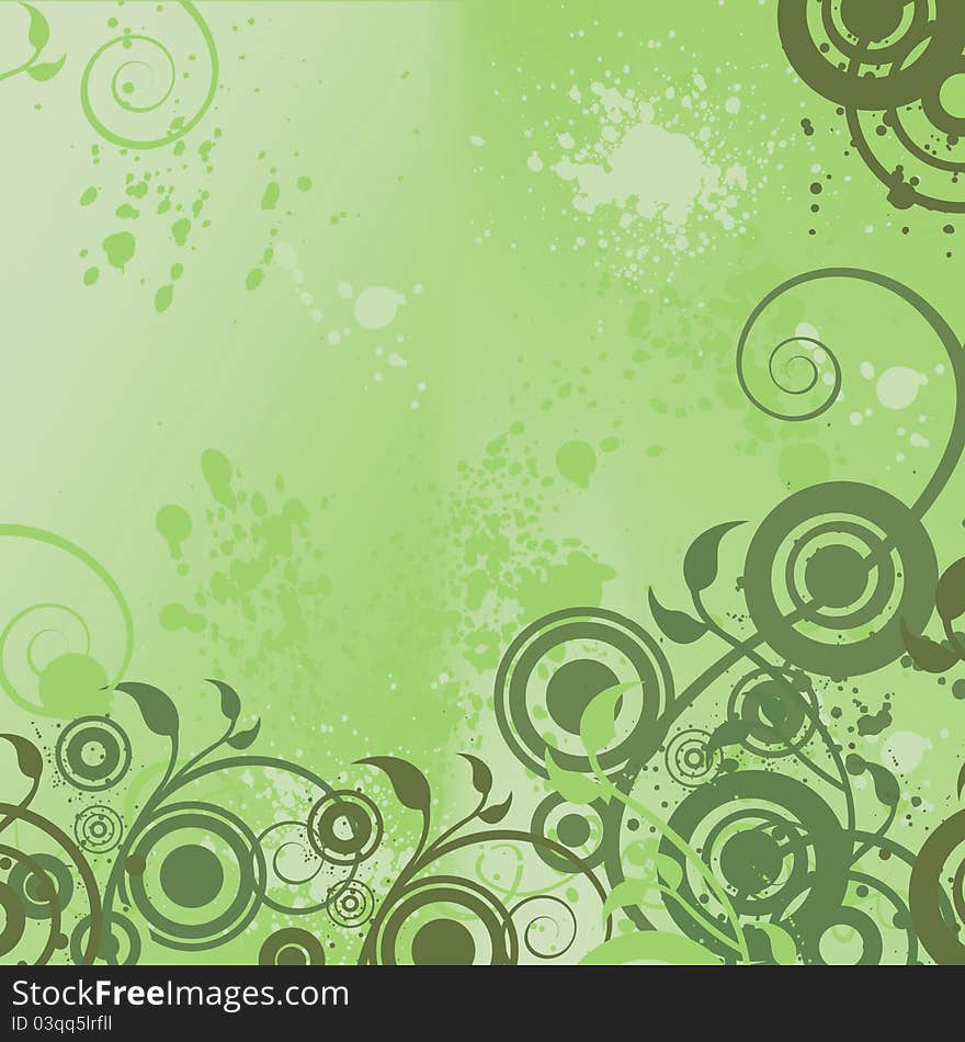 Floral shapes on green background. Floral shapes on green background