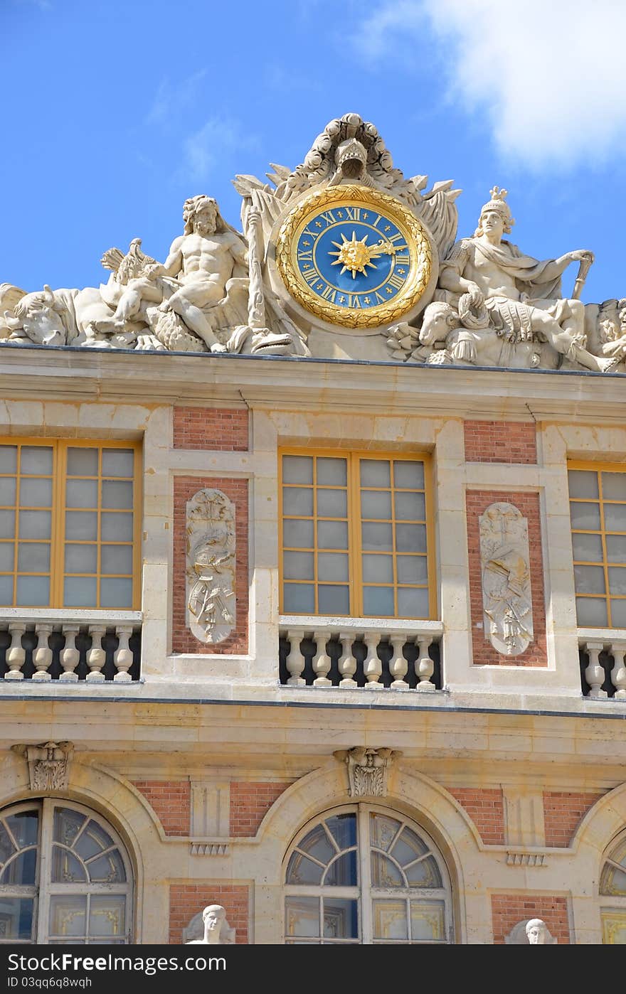 Detail of exterior of Chateau Versailles royal palace near Paris in France. Detail of exterior of Chateau Versailles royal palace near Paris in France