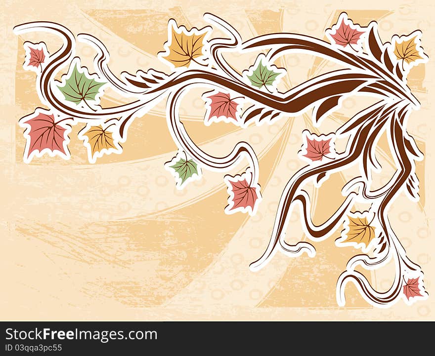 Vector vintage autumn leaves background