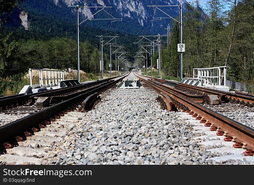 Mountain railways on a clean summer day