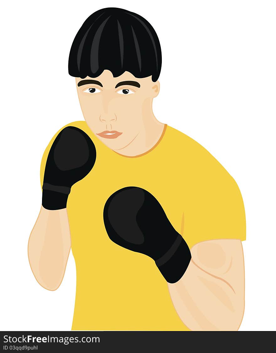 Boxer in glove on white background