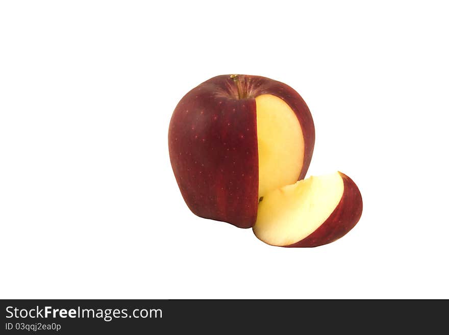 Sliced red apple on the white background