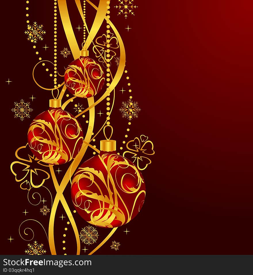 Illustration Christmas background with set balls - vector