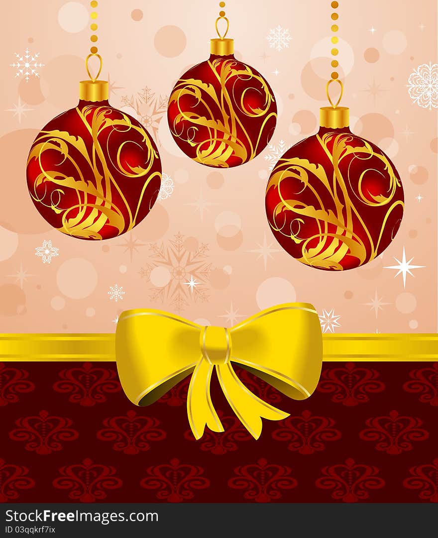 Illustration Christmas card or background with set balls - vector