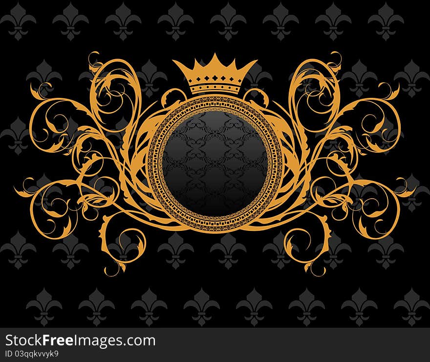 Retro Frame With Heraldic Crown