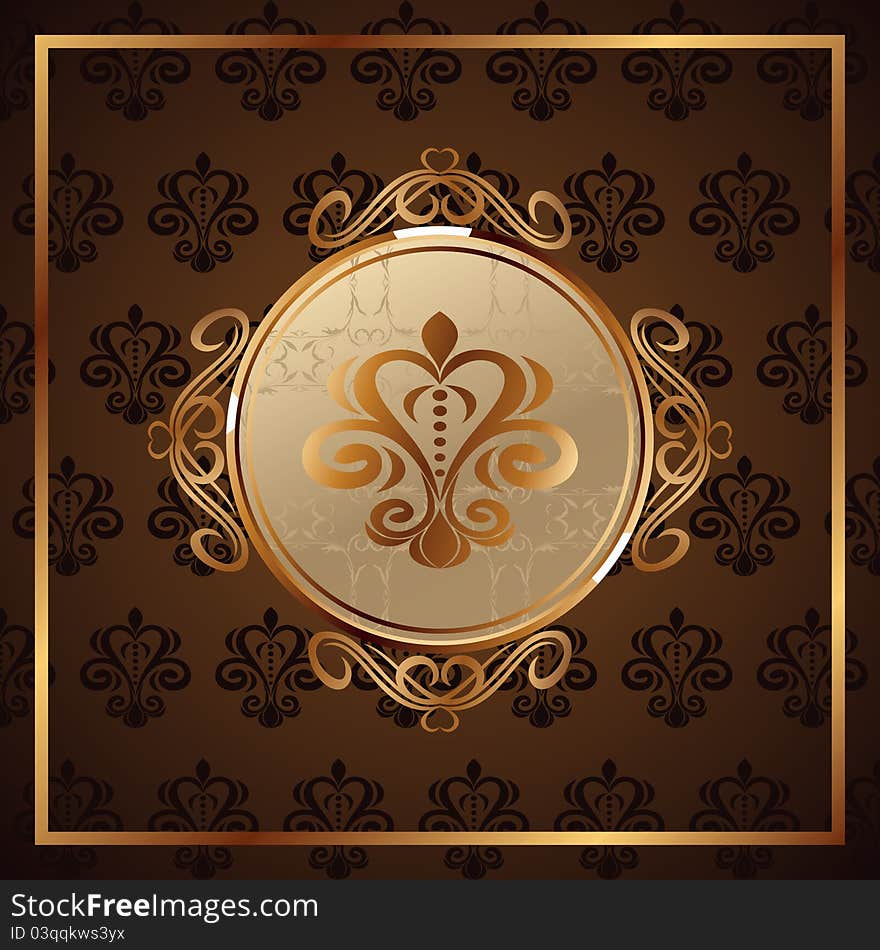 Illustration gold invitation frame or packing - vector