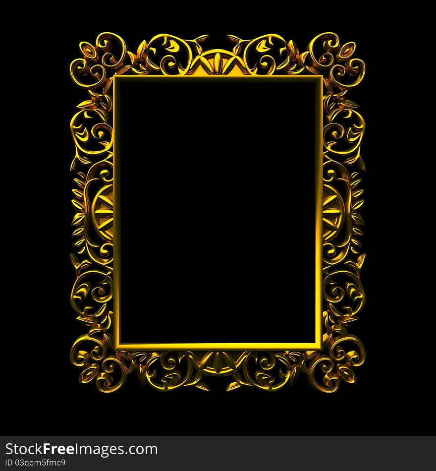 Isolated decorative frame over black background. Isolated decorative frame over black background