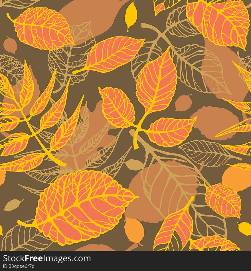 Autumn leaves seamless pattern