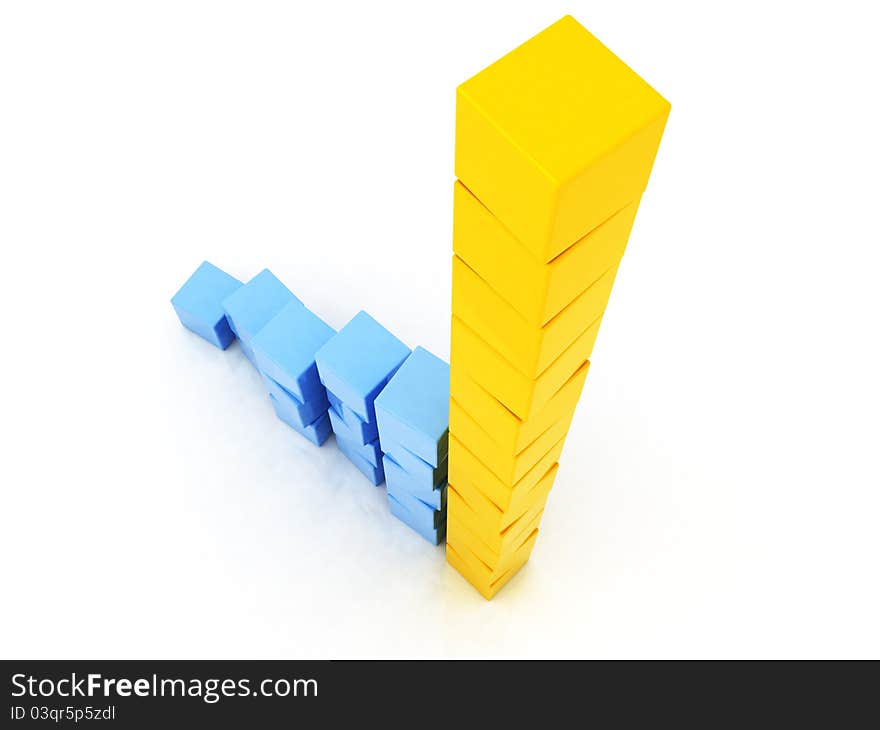 3d Business Box Graph on a white background