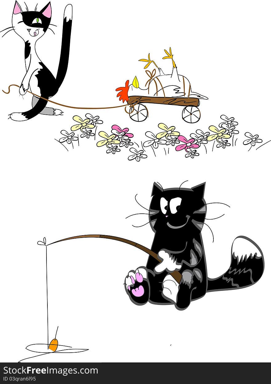 Illustrated set of a funny black cat's/ ai/eps. Illustrated set of a funny black cat's/ ai/eps