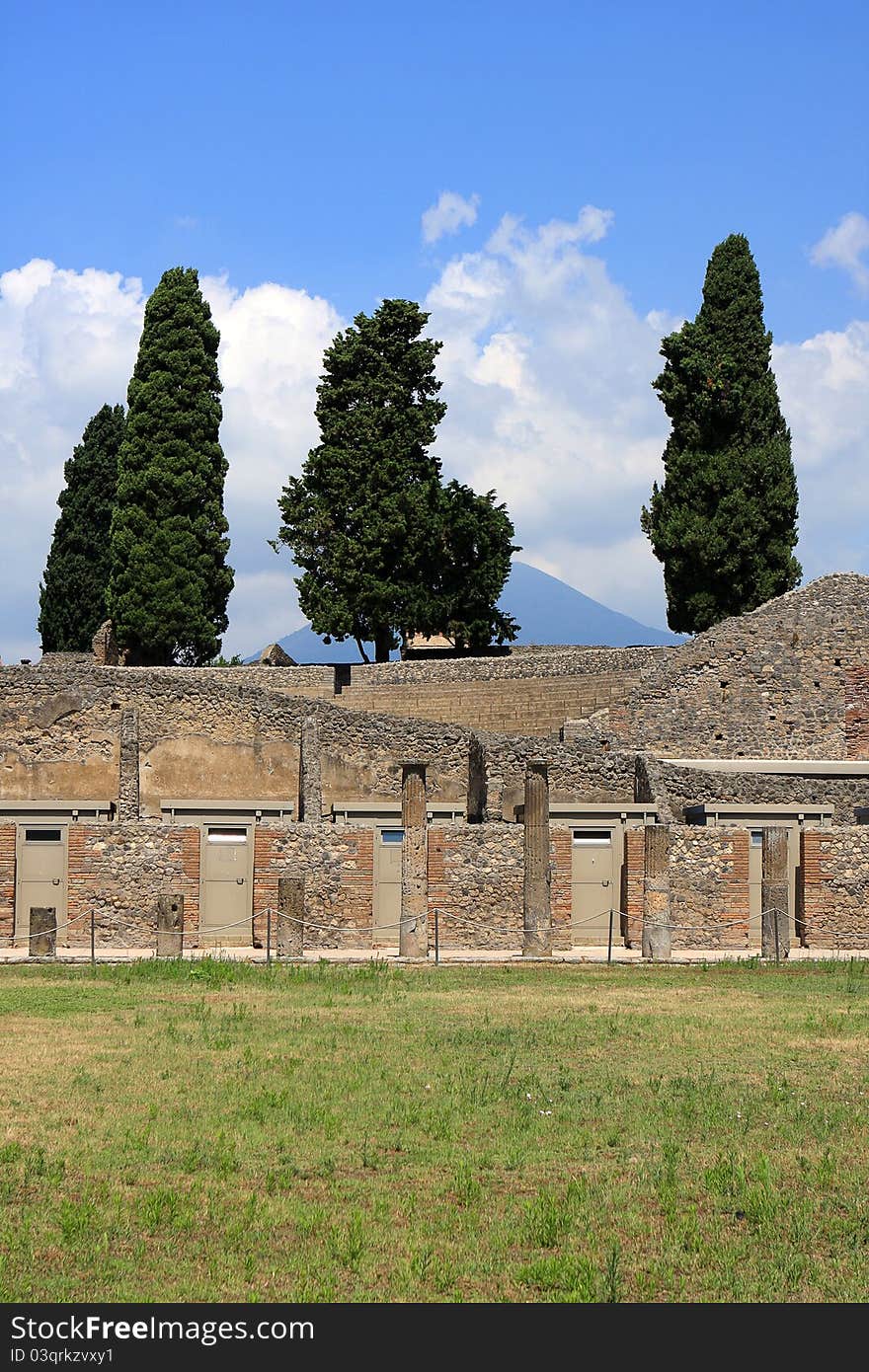 Ruins of Pompeii, buried Roman city near Naples, Italy